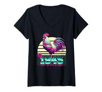 Womens 1945 Year of the Rooster 80s Retro Vaporwave Chinese Zodiac V-Neck T-Shirt