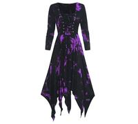 Women's 1950S A-Line Vintage Retro Fancy Dress Polka Dot Cocktail Dress for Performance Formal Wedding Guest Party Dresses Swing Tea Dresses Elegant Gothic Dance Performance Costume(Purple, XL)