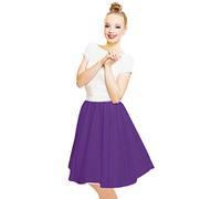 Womens 1950s Plain Circle Skirt - for Rock n Roll, Grease, Sandy, Hairspray, Theatre (S (Waist 26"), Purple)