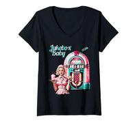 Womens 1950s Rock N Roll Diner Jukebox V-Neck T-Shirt