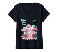 Womens 1950s Rock N Roll Diner V-Neck T-Shirt