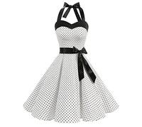 Women's 1950s Vintage Dress Classy Rockabilly Retro Floral Print Cocktail Evening Swing Party Dress - Women's Cami Strap Yellow Polka Dots Tea Party A Line Flare Vintage Dress Prom Swing Dress
