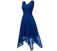 Women'S 1950S Vintage Dresses Elegant Lace Patchwork V-Neck Sleeveless Midi Dresses A Line High Waist Irregular Hemline Dress Party Evening Formal Dresses Wedding Guest Dresses Cocktail Prom Dresses