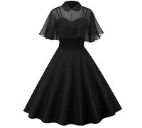 Womens 1950S Vintage Dresses Solid Color Lace Cape Stand Collar Shaw Two-Piece Doll Collar Dresses Rockabilly Retro Swing Princess Tea Party A-Line Dress Audrey Hepburn 50'S 60'S Party Dance Gown