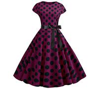 Womens 1950s Vintage Polka Dots Dress Spaghetti Strap Rockabilly Midi Dress Retro Swing Princess Tea Party A-line Dress 50's 60's Party Dance Gown Comfy