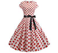 Womens 1950s Vintage Polka Dots Dress Spaghetti Strap Rockabilly Midi Dress Retro Swing Princess Tea Party A-line Dress 50's 60's Party Dance Gown Comfy