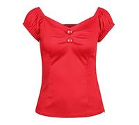 Womens 1950s Vintage Retro Blouse Casual Pin up Tops - Red - X-Large