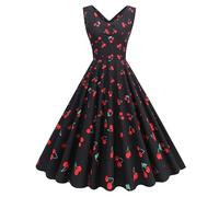 Womens 1950s Vintage Rockabilly Audrey Hepburn 50s 60s Dance Gown A Line Swing Cocktail Party Dress Sleeveless Elegant Wrap Retro Pleated Tea Black