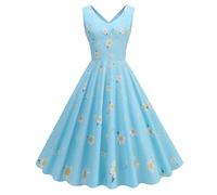Womens 1950s Vintage Rockabilly Audrey Hepburn 50s 60s Dance Gown A Line Swing Cocktail Party Dress Sleeveless Elegant Wrap Retro Pleated Tea Blue