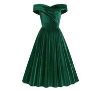 Women's 1950s Vintage Velvet Spaghetti Strap Short Sleeve Rockabilly Midi Dress - Elegant Retro Swing Princess Tea Party A-line Audrey Hepburn 50's 60's Party Dance Gown