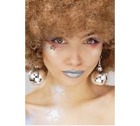 Womens 1970s Silver Disco Ball Earrings