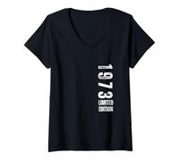 Womens 1973 Limited Edition Birthday Distressed 53rd Birthday Theme V-Neck T-Shirt