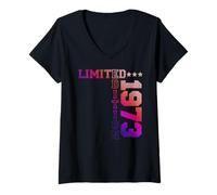 Womens 1973 Retro 1973 Vintage 1973 Limited Edition V-Neck T-Shirt