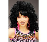 Womens 1980s Big Black Bubble Perm Wig