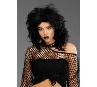 Womens 1980s Black Layered Goth Punk Wig