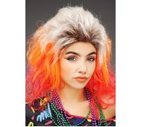 Womens 1980s Cyndi Lauper Style Orange Wig