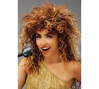 Womens 1980s Tina Turner Style Curly Brown Wig