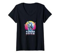Womens 1988 Year of The Dragon Vaporwave V-Neck T-Shirt