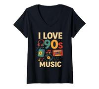 Womens 1990s Music 90s Nineties Festival Gig Concert Musician V-Neck T-Shirt