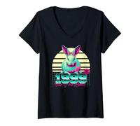 Womens 1999 Year of The Rabbit Birthday 80s Retro Chinese Zodiac V-Neck T-Shirt