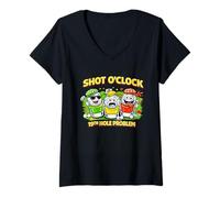 Women's 19th Hole Problem, Fairway to Bar Golf Cart Beer Crew Back 9 V-Neck T-Shirt