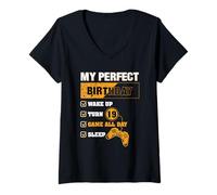 Womens 19th Perfect Birthday Gaming 19 Years Old Gamer Boys Gift V-Neck T-Shirt