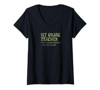 Women's 1st Grade Teacher Like A Normal Teacher Only Way Cooler V-Neck T-Shirt