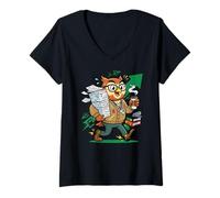 Women's 1st K-5 Owl Coffee Classroom Grade Teacher Humor V-Neck T-Shirt