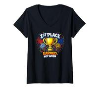 Women's 1st Place Earned Not Given, Team Winners V-Neck T-Shirt