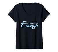 Women's 2 Cor. 12:9 - His Grace is Enough Religious Christian Bible V-Neck T-Shirt