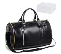 Women's 2-in-1 Hanging Travel Bag - Pu Leather, High Capacity with Shoe Compartment, Convertible Suitcase & Garment Bag for Travel, Pink Black