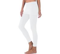 Womens 2 in 1 Leggings with Skirt Elastic High Waisted Tennis Skirts Stretch Skinny Running Leggings Active Trousers Gym Skorts with Pockets Tennis Capris Sports Skirted Yoga Legging Skirts White