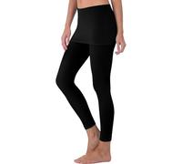 Womens 2 in 1 Leggings with Skirt Elastic High Waisted Tennis Skirts Stretch Skinny Running Leggings Active Trousers Gym Skorts with Pockets Tennis Capris Sports Skirted Yoga Legging Skirts Black