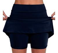 Womens 2 in 1 Running Shorts with Phone Pocket Solid Colour Summer Shorts Skirts Stretch Tights Lightweight Breathe Tennis Dress with Shorts Mid Waist Yoga Shorts Soft Comfort Gym Shorts Navy