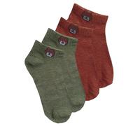 Womens 2 Pairs Autumn Green Rust Cute Bear Novelty Low Cut Trainer Socks One Size UK 3-7 EU 35-40