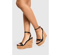 Womens 2 Part Basic Cork Wedges - Black - 8, Black