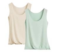Women's 2 Pc Sleeveless Tank Tops Ice Silk Round Neck Quick Dry Seamless Stretch Cooling Plain Basic Vest Top Summer Yoga Gym Running Workout Blouses for Ladies Plus Size Green