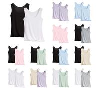 Women's 2 Pc Sleeveless Tank Tops Ice Silk Round Neck Quick Dry Seamless Stretch Cooling Plain Basic Vest Top Summer Yoga Gym Running Workout Blouses for Ladies Plus Size White