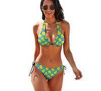Women's 2 PCSHalter Rubber Ducks Bikini Sets Triangle Swimsuits Swimwear Tie Two Sides Bottom Bathing Suit