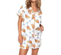 Womens 2 Piece Cowgirl Pajamas Soft Pj Sets Pjs Shorts Set (Orange L) (L Orange)