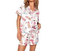 Womens 2 Piece Cowgirl Pajamas Soft Pj Sets Pjs Shorts Set (Pink M)