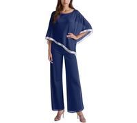 Womens 2 Piece Formal Outfits Long Pants Suits Chiffon Outfit Sets for Wedding Guest Evening Party Gowns