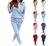 Women's 2 Piece Set Tracksuit Long Sleeve Sweatsuit Suit Drawstring Elastic Waist-Over Sized Hoodies for Women UK Women Loungewear with Hooded Plain Sweatshirt Pants Sport Wear Sets Blue