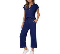 Women's 2 Piece Sets for Women Going Out Navy Pink Grey Summer Lounge Travel Outfits Sleeveless Blouse and Wide Leg Pants Airport Casual Trendy Sweatsuits Size 8 10 12 14 16 18 20 22 24 26 28 30 32