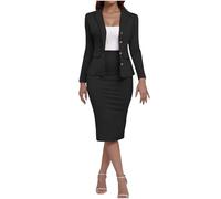 Women's 2 Piece Suit Skirt Set Business Casual Long Sleeve Blazer and Pencil Skirt Suits Work Office Outfits Dressy Elegant Blazer Jackets Matching Sets Work Midi Skirt Suit