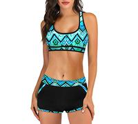Women's 2 Piece Swimsuits, Push Up Soft Support Top & High Waisted Bottom, Tummy Control Bathing Bikini Suits, 3D Coconut Printed Swimwear, Summer Hawaiian Beach Suit (Suggest Buy one Size Up)