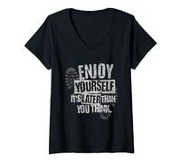 Womens 2 Tone Ska Enjoy Yourself It's Later Than you Think V-Neck T-Shirt