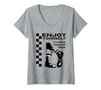 Womens 2 Tone Ska Enjoy Yourself, It's Later Than You Think V-Neck T-Shirt