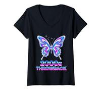 Women's 2000s Throwback Y2K Aesthetic Butterfly V-Neck T-Shirt