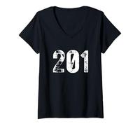 Women's 201 Area Code Jersey City New Jersey Telephone Area Code 201 V-Neck T-Shirt